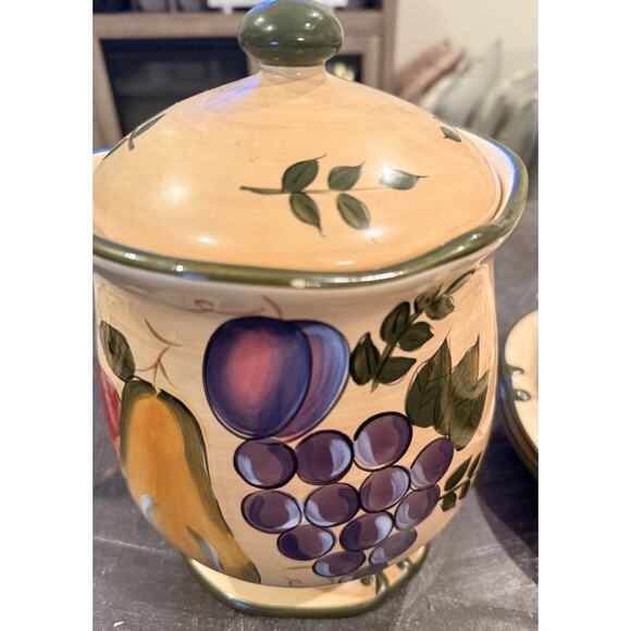 Home Trends Fruit Harvest 5 Pc Set Plates & Cookie Jar Hand Painted Stoneware - Picture 8 of 16